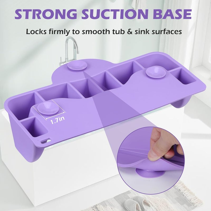 Jhua محطة غسل الشعر المحمولة للأطفال حوض استحمام حوض غسل الشعر، وعاء شامبو سيليكون خالي من الدموع مع جهاز تدليك لفروة الرأس، منشفة، دعم للرقبة للأطفال والمراهقين وكبار السن، بنفسجي - Image 3